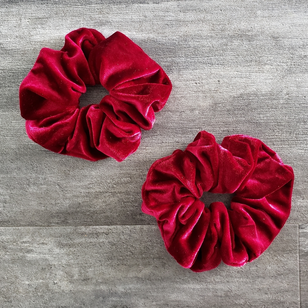 Burgundy Oversized Velvet Scrunchie Bundle